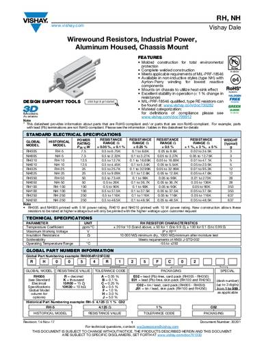 Vishay RH005150R0FE05 Draht-Widerstand 150Ω 7.5W 1% Bulk