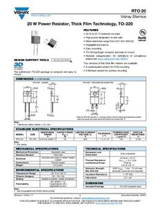 Vishay RTO020F330R0JTE3 Vermogensweerstand 330 Ω THT TO 220 20 W 5 % 1 stuk(s) Tube