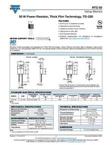 Vishay RTO050F10000JTE1 Vermogensweerstand 1 kΩ THT TO 220 50 W 5 % 1 stuk(s) Tube