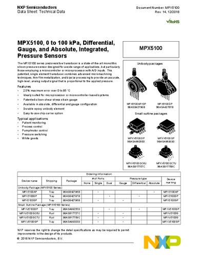 NXP Semiconductors MPX5100DP Druksensor 1 stuk(s) 0 kPa tot 100 kPa THT Tray