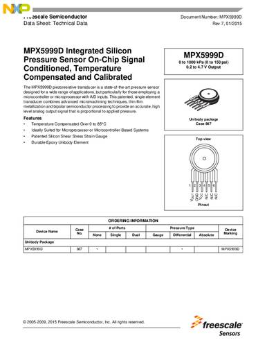 nxpsemiconductors NXP Semiconductors MPX5999D Drucksensor 1 St. 0 kPa bis 1000 kPa THT Tray