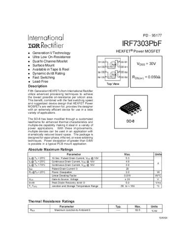 infineontechnologies Infineon Technologies IRF7303PBF-GURT MOSFET 2 N-Kanal 2.0W SO-8