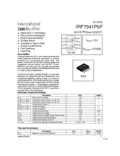 infineontechnologies Infineon Technologies IRF7341PBF-GURT MOSFET 2 N-Kanal 2.0W SO-8