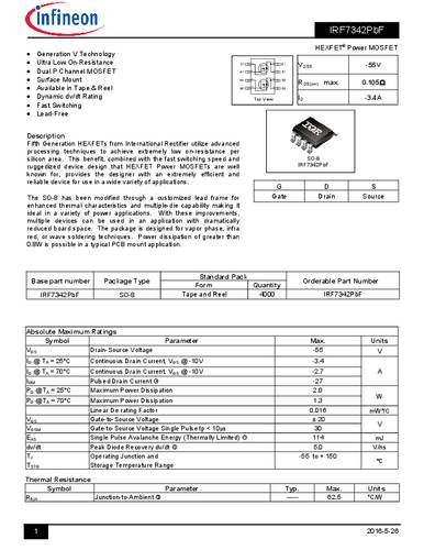 infineontechnologies Infineon Technologies IRF7342PBF-GURT MOSFET 2 P-Kanal 2.0W SO-8