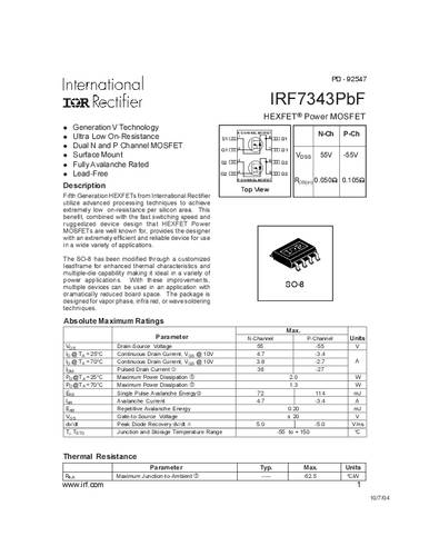 infineontechnologies Infineon Technologies IRF7343PBF-GURT MOSFET 2 N-Kanal, P-Kanal 2.0W SO-8