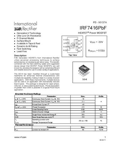 infineontechnologies Infineon Technologies IRF7416PBF-GURT MOSFET 1 P-Kanal 2.5W SO-8