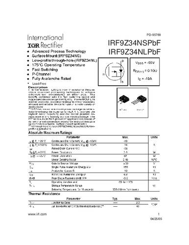 infineontechnologies Infineon Technologies IRF9Z34NSPBF-GURT MOSFET 1 P-Kanal 68W D2PAK