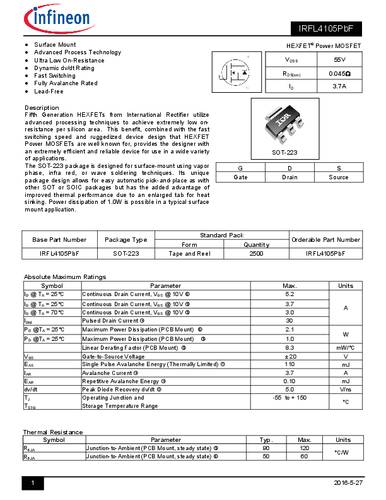 infineontechnologies Infineon Technologies IRFL4105PBF-GURT MOSFET 1 N-Kanal 2.1W SOT-223