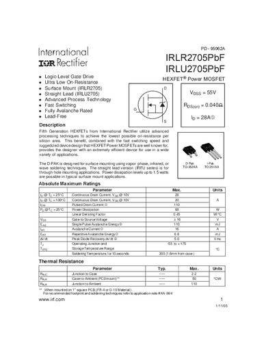 infineontechnologies Infineon Technologies IRLR2705PBF-GURT MOSFET 1 N-Kanal 68W TO-252AA