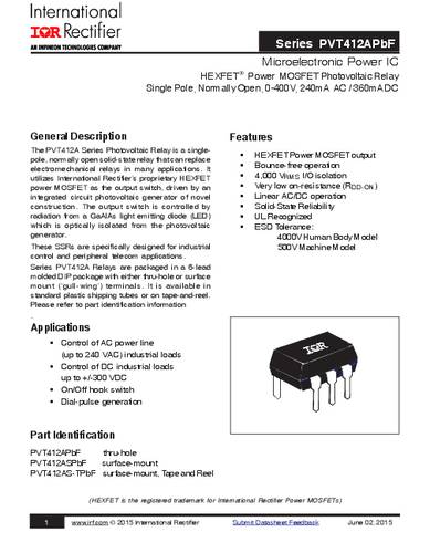 infineontechnologies Infineon Technologies PVT412ASPBF SMD-6 Tube
