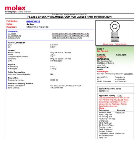 Molex 190730123 Ringkabelschuh