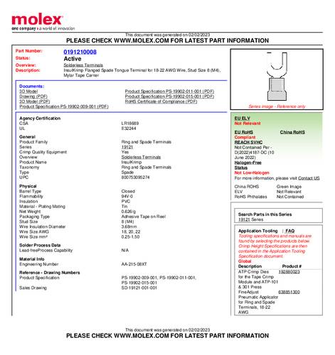 Molex 191210008 Gabelkabelschuh Loch-Ø=4mm Tape