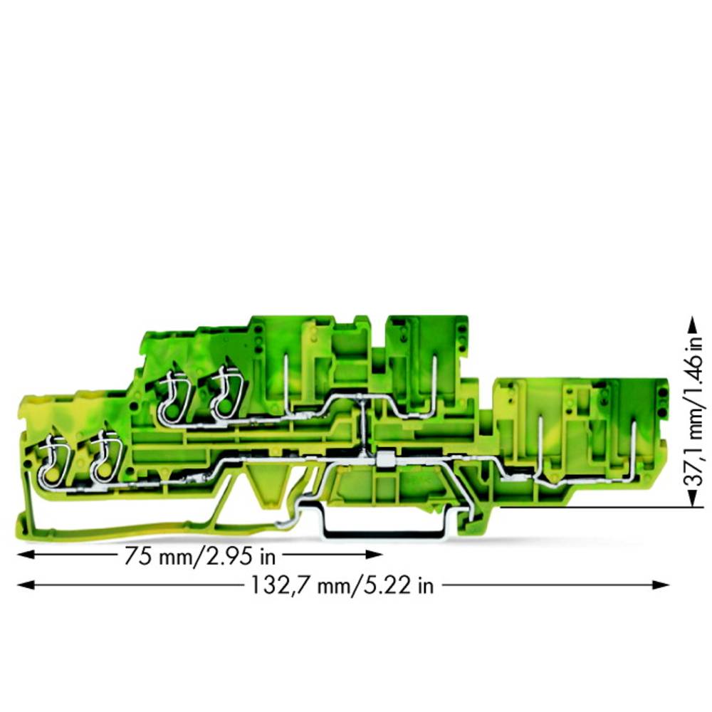 WAGO 870-137 Aardklem 2-etages 5 mm Veerklem Toewijzing: Terre Groen, Geel 40 stuk(s)