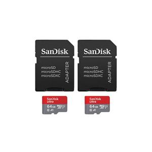 SanDisk MicroSDXC Ultra 64GB 140mb/s C10 - SDA UHS-I 2 pack Micro SD-kaart Grijs