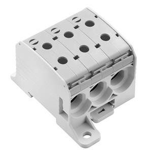Weidmüller Potentiaalverdeelklem, schroefaansluiting, 95, 1000 V, 232 A, Aantal aansluitingen: 6-getal: 1, TS 35, montageplaat, lichtgrijs  WPD 331CC 3X95/3X95