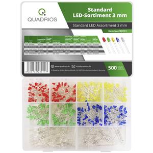 Quadrios 23O191 LED-Sortiment Rot, Grün, Gelb, Blau, Weiß 20mA 3V