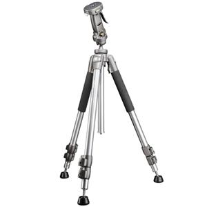 Walimex WAL-6702 Dreibeinstativ 1/4 Zoll, 3/8 Zoll Arbeitshöhe=60 - 156cm Silber inkl. Tasche, Kuge