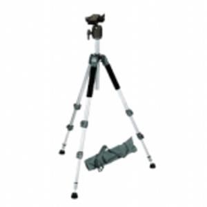 Walimex WAL-6702 + Kopf FT-00 Dreibeinstativ 1/4 Zoll, 3/8 Zoll Arbeitshöhe=60 - 156cm Silber inkl.