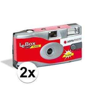 2x Wegwerp camera/fototoestel met flits voor 27 kleuren fotos -
