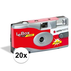Merkloos 20x Wegwerp camera/fototoestel met flits voor 27 kleuren fotos -