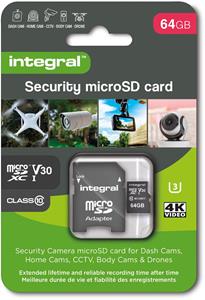 Integral 64GB Action Cam SD-carD 100mb read 60mb write, geschikt voor dashcam, bodycam, drones