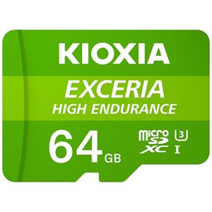 Kioxia EXCERIA HIGH ENDURANCE microSDXC-kaart 64 GB A1 Application Performance Class, UHS-I, v30 Video Speed Class A1-vermogensstandaard, Geoptimaliseerd voor