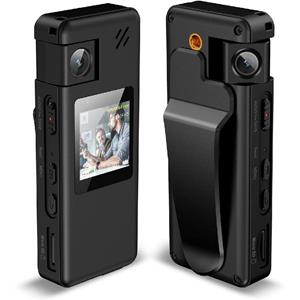 Bobo Life 64 GB camera met audio, 1080P politiecamera met 180 ° roterende lens en upgrade roterende clip, videocamera voor bezorging binnenshuis