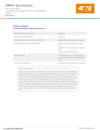 TE Connectivity TE AMP HEMS Charging Components 2120515-1 1 stuk(s) Bag