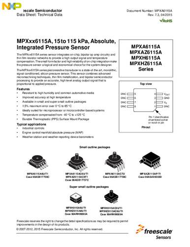 NXP Semiconductors MPXA6115AC6U Druksensor 1 stuk(s) 15 kPa tot 115 kPa SMD, SMT Tube