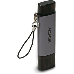 Lindy 43335 geheugenkaartlezer USB 3.2 Gen 1 (3.1 Gen 1) Type-A/Type-C Zwart, Grijs