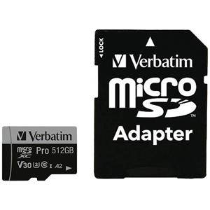 Verbatim microSDXC Pro 512GB Class 10 UHS-I incl Adapter