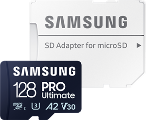 Samsung PRO Ultimate 128 GB (2023) microSDXC + SD Adapter Micro SD-kaart