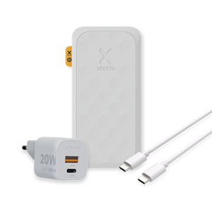 Xtorm 20W Fuel Series 5 Powerbank 10.000mAh - Wit +  20W GaN2-Ultra Lader + Essential USB-C PD Kabel