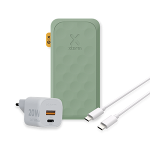 Xtorm 20W Fuel Series 5 Powerbank 10.000mAh - Groen +  20W GaN2-Ultra Lader + Essential USB-C PD Kabel