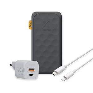 Xtorm 20W Fuel Series 5 Powerbank 10.000mAh - Zwart +  20W GaN2-Ultra Lader + Essential USB-C naar Lightning Kabel
