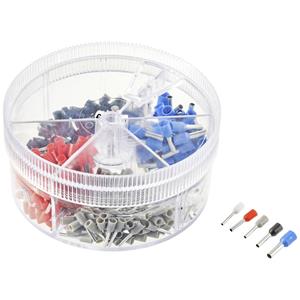 TRU COMPONENTS TC-11599328 Assortiment adereindhulzen 0.5 mm², 2.5 mm² Volledig geïsoleerd Wit, Grijs, Rood, Zwart, Blauw 400 stuk(s)