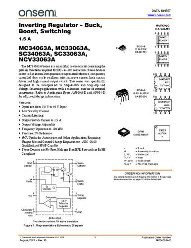 ON Semiconductor MC33063AP1G Spanningsregelaar - DC/DC-schakelregelaar DIP-8 Positief Instelbaar 1.50 A Tube