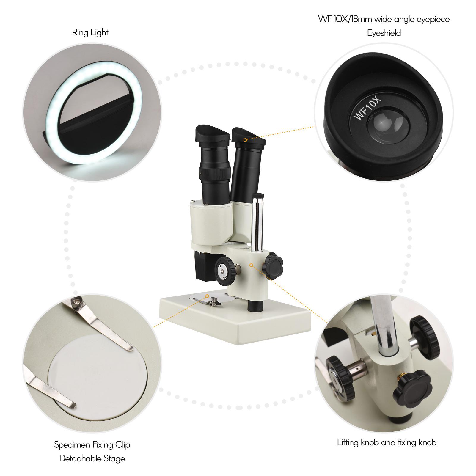 TOMTOP JMS 40X Vergroting Stereo Licht Microscoop Compound Binoculaire Microscoop voor Home School Laboratorium