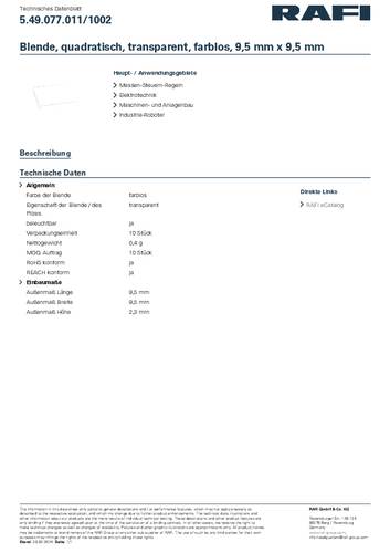 RAFI 5.49.077.011/1002 RF 15 Blende Farblos