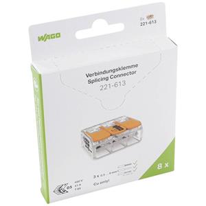 WAGO 221-613 221 Verbindungsklemme flexibel: 0.5-6mm² starr: 0.5-6mm² Polzahl (num): 3 8 St. Trans