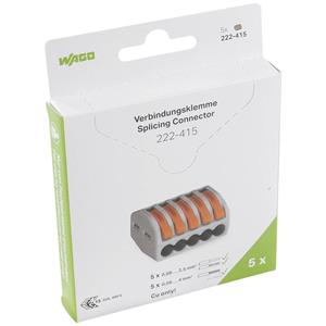 WAGO 222-415 222 Verbindungsklemme flexibel: 0.08-4mm² starr: 0.08-2.5mm² Polzahl (num): 5 5 St. G