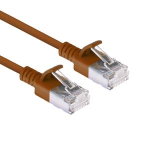 ACT DC7230 LSZH U/FTP CAT6A Datacenter Slimline Patchkabel Snagless | RJ45 Connectoren | Bruin | 15 cm