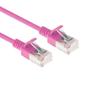 ACT DC7452 LSZH U/FTP CAT6A Datacenter Slimline Patchkabel Snagless | RJ45 Connectoren | Roze | 25 cm