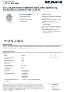 RAFI 1.20.122.002/0000 Schakelelement 2x NO Moment 250 V 1 stuk(s)