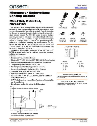 onsemiconductor ON Semiconductor MC33164P-5G Spannungsregler - DC/DC-Schaltregler TO-92 Positiv Bulk
