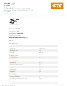 TE Connectivity 1-2176070-0 Vermogensweerstand 24 Ω SMD 2512 2 W 0.01 % 100 ppm/°C 1 stuk(s) Tape on Full reel