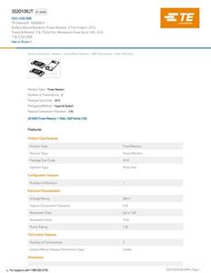 TE Connectivity 1622820-4 Vermogensweerstand 10 MΩ SMD 2512 1 W 0.05 % 200 ppm/°C 1 stuk(s) Tape on Full reel