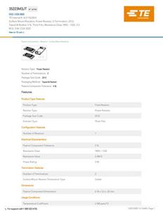 teconnectivity TE Connectivity 8-2176230-0 3.3 MΩ SMD 3522 3W 0.05% Tape on Full reel