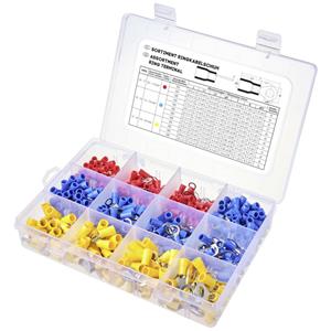 TRU COMPONENTS TC-11991832 Assortiment ringkabelschoenen Deels geïsoleerd 0.5 mm² 6 mm² Rood, Blauw, Geel 505 stuk(s)