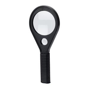 Merkloos Vergrootglas met dubbele lens - kunststof - zwart - 15 x 6 cm -
